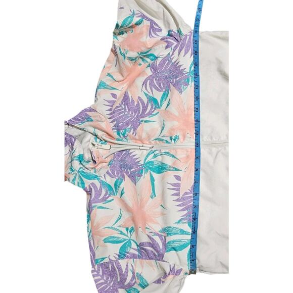 CSG Floral Tropical Windbreaker Track Jacket Hooded White Pastel Zip Adult SM - Picture 7 of 12